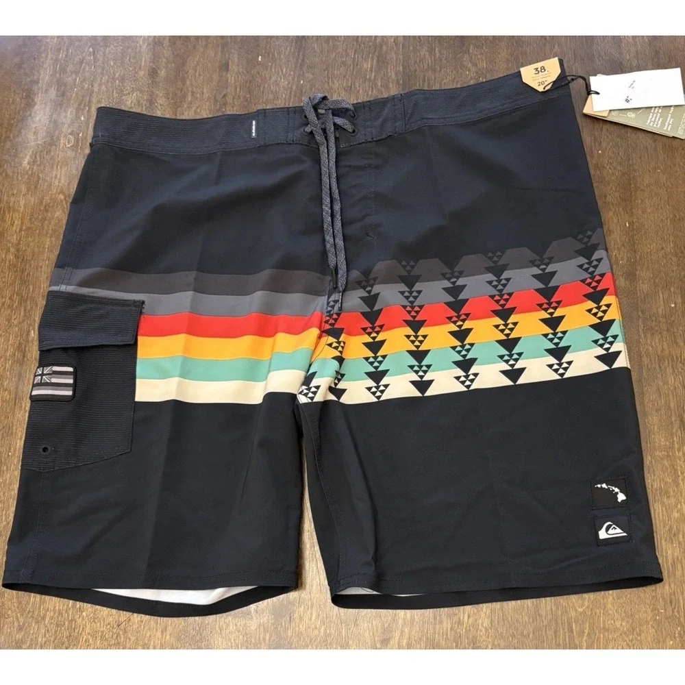 Quiksilver Surfsilk Hawaii Rockies Boardshorts Men's Size 38 Black 20